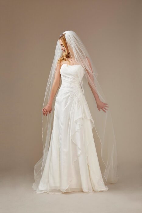 Trägerloses A-Linien-Brautkleid mit Drapierung von Weise, Modell 336242