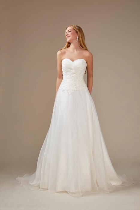 Weißes, schulterfreies Brautkleid mit Herzausschnitt von Weise, Modell 336352