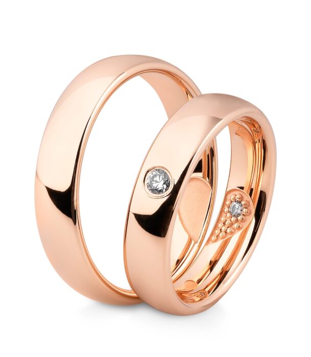 Breuning – Eheringe in Rotgold mit Herzsymbol