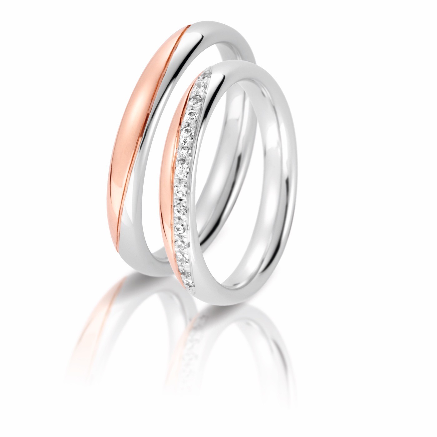 Steidinger Bicolor-Trauringe Rot- und Weißgold