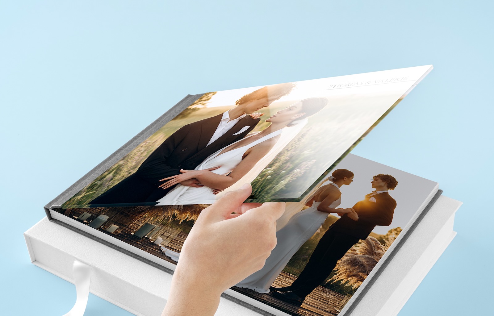 Professional Line Hochzeitsfotobuch in einer weißen Geschenkbox